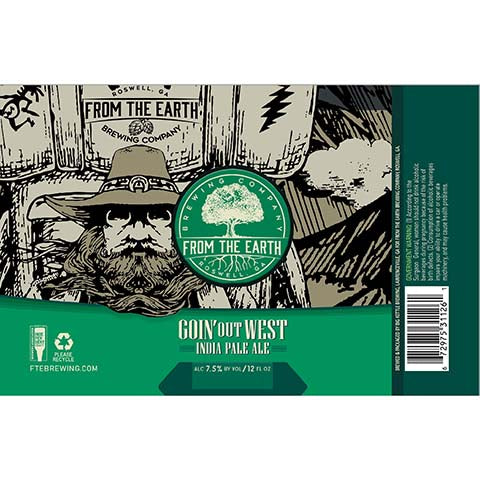 From The Earth Goin' Out West IPA by From The Earth Brewing Company, beer label
