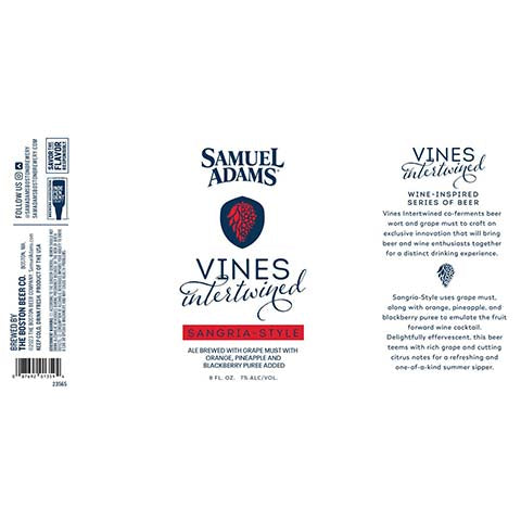 Samuel Adams Vines Intertwines Sangria-Style Ale by Samuel Adams, beer label