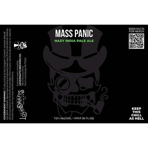 Lovedrafts Mass Panic Hazy IPA by Lovedrafts Brewing Co., beer label