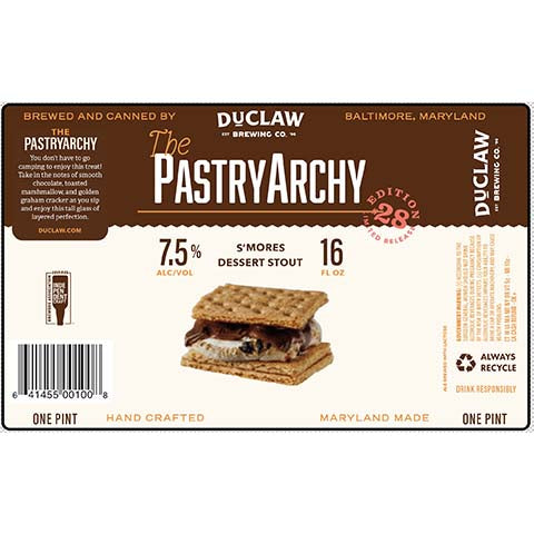 Duclaw The PastryArchy S'mores Dessert Stout by DuClaw Brewing Company, beer label