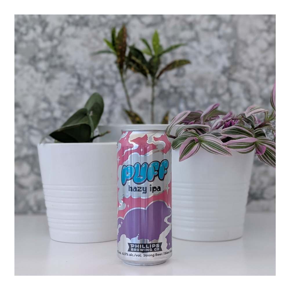 & Malting PUFF Hazy IPA by Phillips Brewing Company, beer label