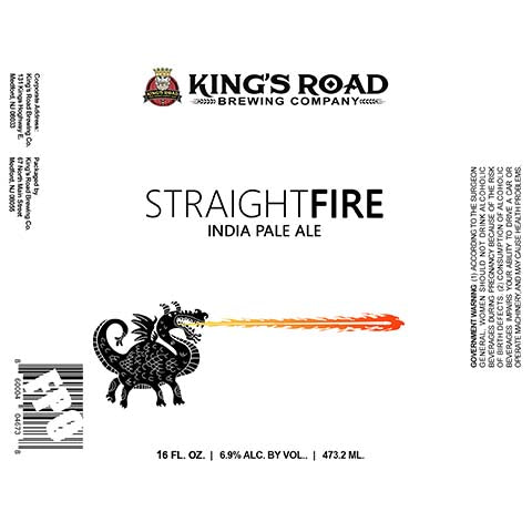 King's Road Straightfire IPA by King's Road Brewing Company, beer label