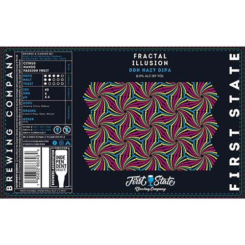 First State Fractal Illusion DDH Hazy DIPA by First State Brewing company, beer label