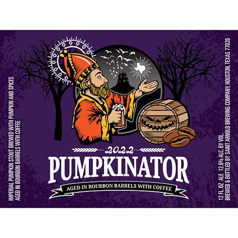 Saint Arnold Coffee Pumpkinator Imperial Pumpkin Stout by Saint Arnold Brewing Co, beer label