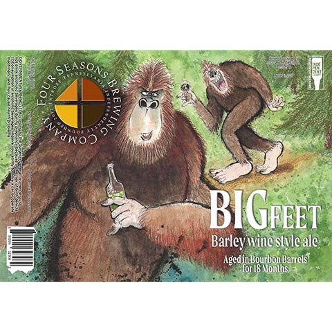 Four Seasons Bigfeet Barleywine Style Ale by Mother Earth Brewing, beer label