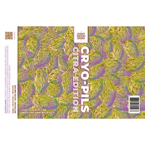 Levante Cryo-Pils Citra Edition by Levante Brewing Company, beer label