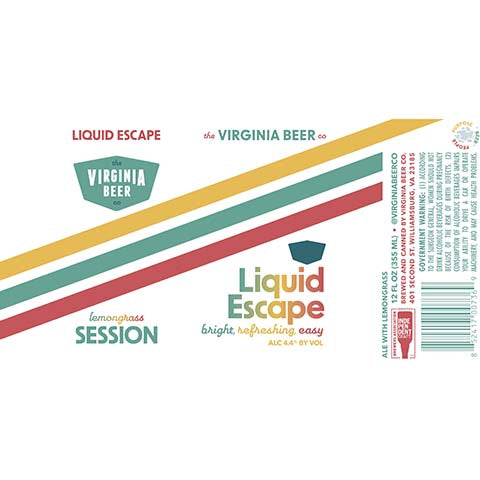 The Virginia Beer Liquid Escape Session Ale by The Virginia Beer Company, beer label