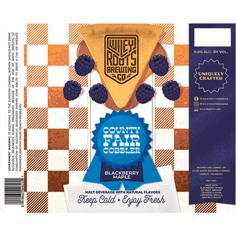Wiley Roots Blackberry Maple County Fair Cobbler by Wiley Roots Brewing Co, beer label
