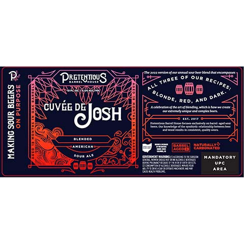 Pretentious Barrel Cuvee De Josh American Sour Ale by Pretentious Barrel House, beer label