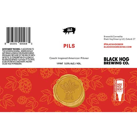 Black Hog Pils American Pilsner by Black Hog Brewing Co, beer label