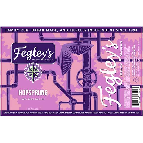 Fegley's Hopsprung Hazy IPA by Fegley's Brew Works, beer label