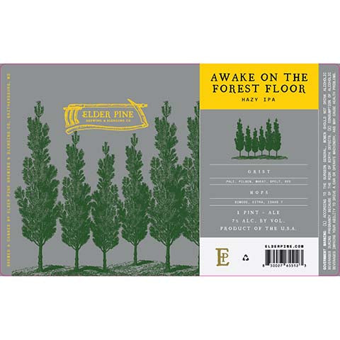 Elder Pine Awake On The Forest Floor Hazy IPA by Elder Pine Brewing & Blending Co., beer label
