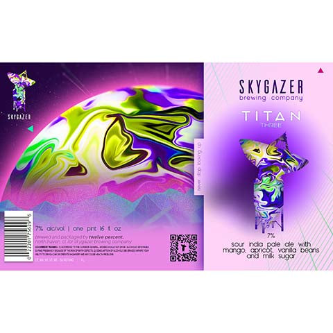 Skygazer Titan Three Sour IPA by SKYGAZER Brewing Co, beer label