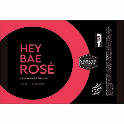 Chatty Monks Hey Bae Rose Ale by Chatty Monks Brewing Company, beer label