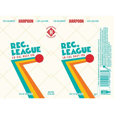 Harpoon Rec. League Lo-Cal Hazy IPA by Harpoon Brewery, beer label