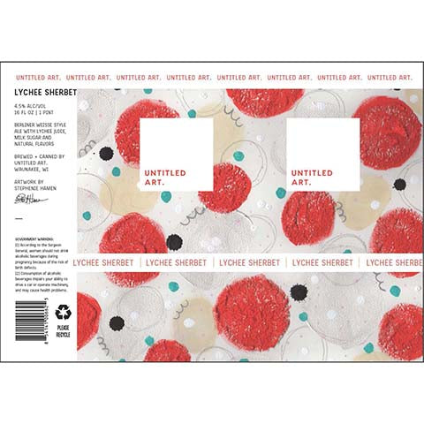 Untitled Art Lychee Sherbet Berliner Weisse Ale by Untitled Art, beer label