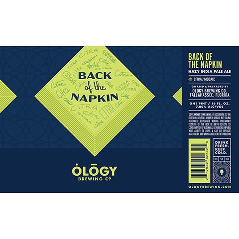 Ology Back of the Napkin Hazy IPA by Ology Brewing Co, beer label