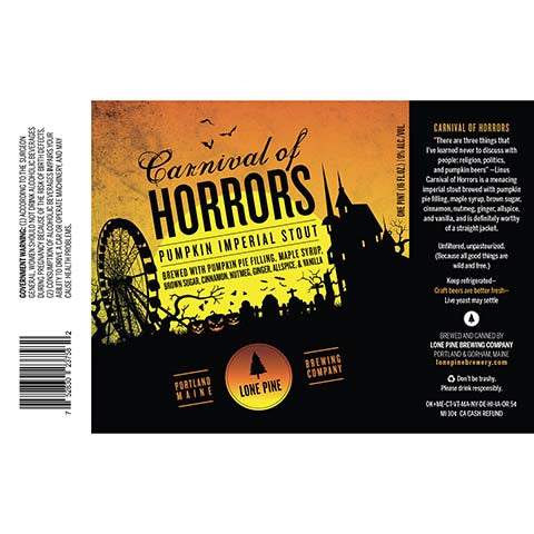 Lone Pine Carnival Of Horrors Pumpkin Imperial Stout by Lone Pine Brewing Company, beer label