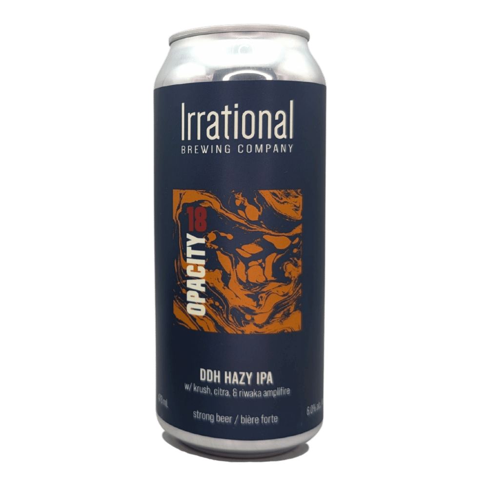 Exp. Opacity 18 DDH Hazy IPA by Irrational Brewing Company, beer label