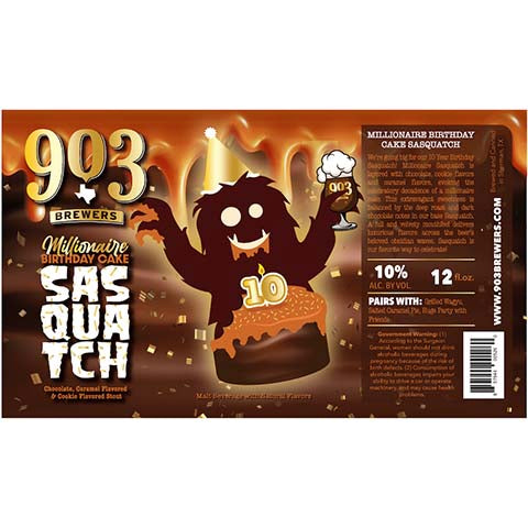903 Millionaire Birthday Cake Sasquatch Stout by 903 Brewers, beer label
