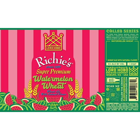Lord Hobo Richie's Watermelon Wheat by Lord Hobo Brewing Co, beer label