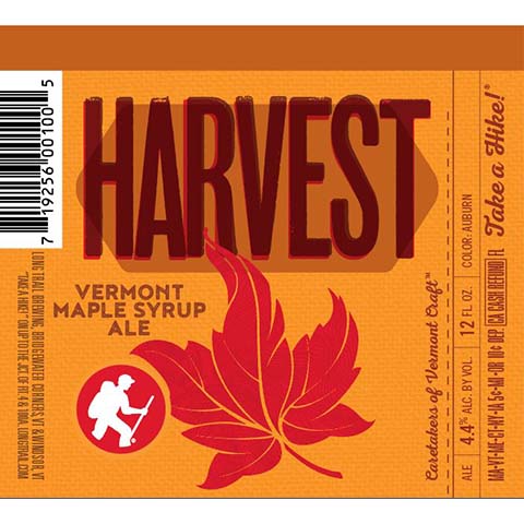 Long Trail Harvest Vermont Maple Syrup Ale by Long Trail Brewing Co, beer label