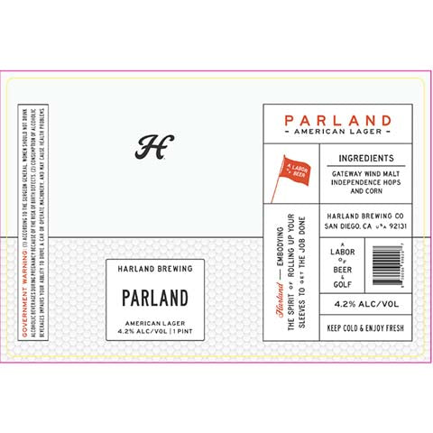 Harland Parland Lager by Harland Brewing Co, beer label