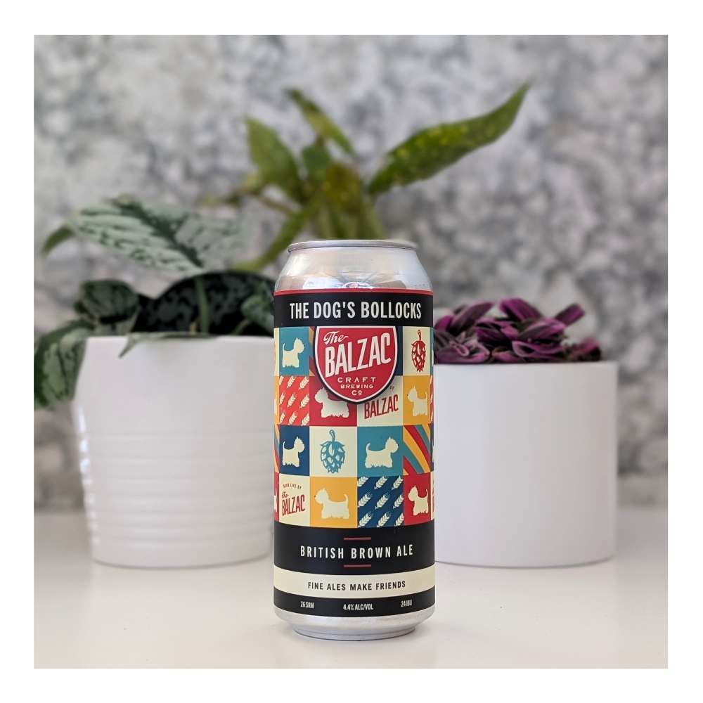 The Balzac Craft Brewing Co. The Dog's Bollocks British Brown Ale by Balzac Craft Brewing Company, beer label