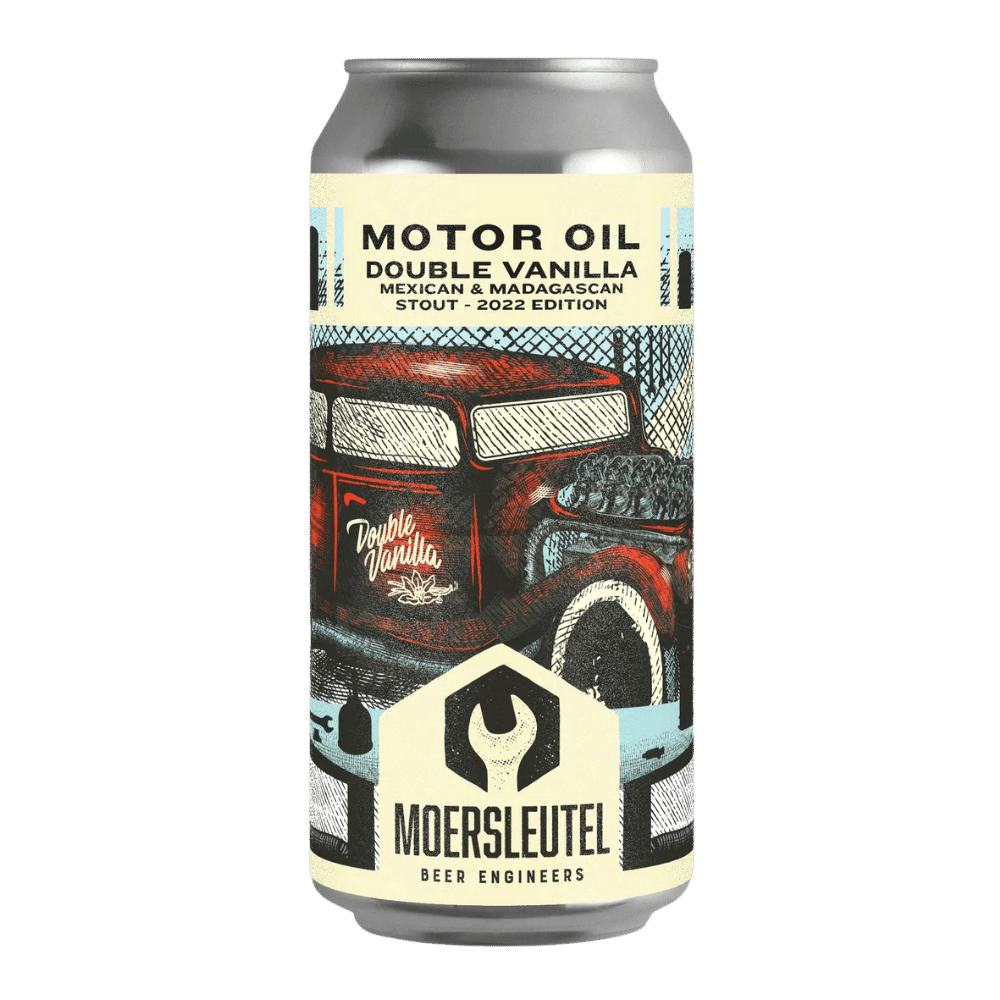 Motor Oil - Double Vanilla Mexican Madagascar Stout by Moersleutel Craft Brewery, beer label