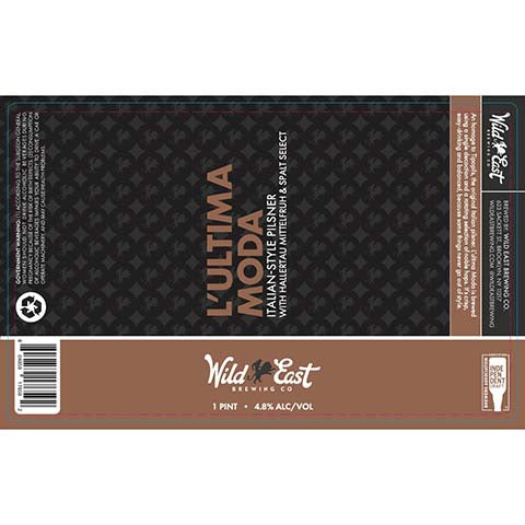 L'Ultima Moda Italian-Style Pilsner by Wild East Brewing Co, beer label
