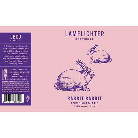 Lamplighter Rabbit Rabbit DIPA by Lamplighter Brewing Co., beer label