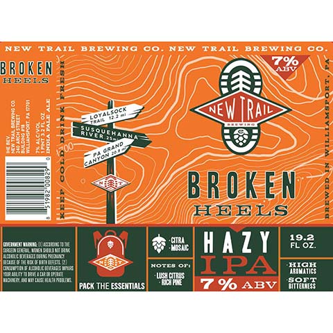 New Trail Broken Heels Double Hazy IPA by New Trail Brewing Company, beer label