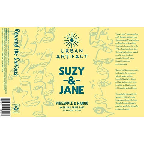 Urban Artifact Suzy & Jane Fruit Tart Ale by Urban Artifact, beer label