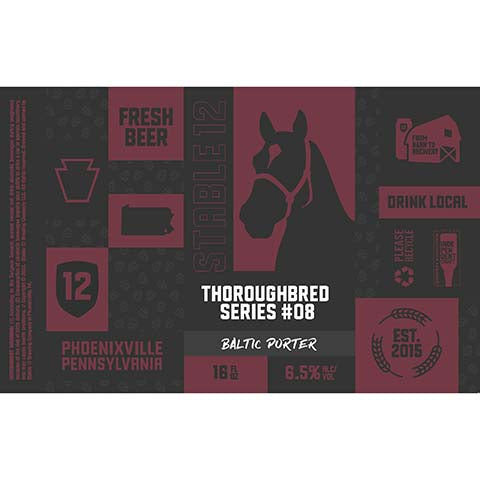 Stable 12 Thoroughbred Series #08 Baltic Porter by Stable 12 Brewing Company, beer label