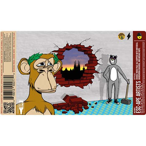 Tripping Animals Esc-Ape Artists DIPA by Tripping Animals Brewing Co., beer label