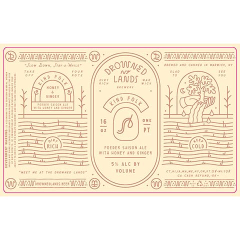 Drowned Lands Kind Folk Foeder Saison Ale by The Drowned Lands Brewery, beer label