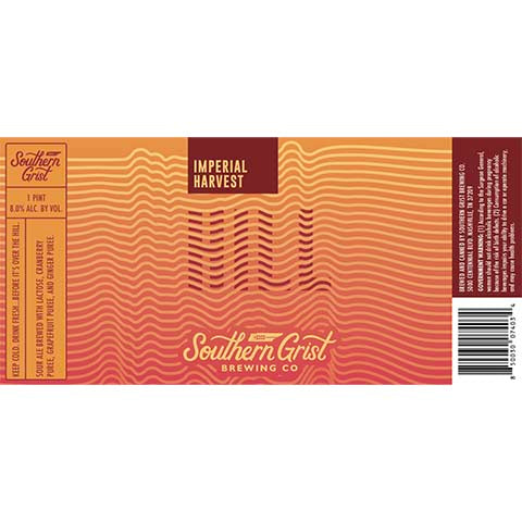 Southern Grist Imperial Harvest Hill Sour by Southern Grist Brewing Company, beer label