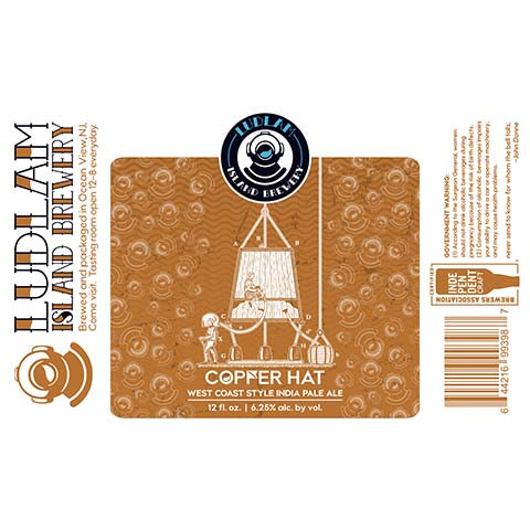 Ludlam Copper Hat West Coast IPA by Ludlam Island Brewery, beer label