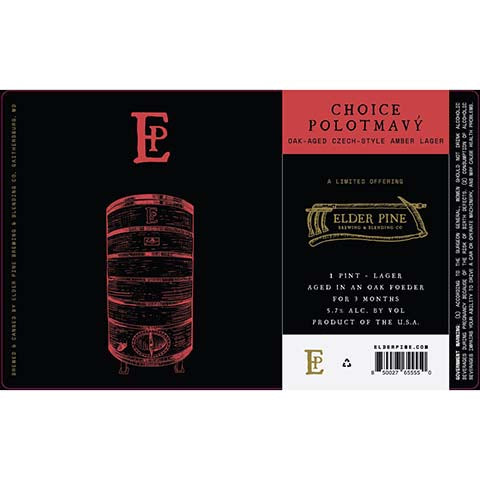 Elder Pine Choice Polotmavy Lager by Elder Pine Brewing & Blending Co., beer label