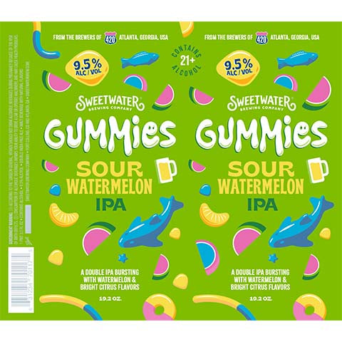 Sweetwater Gummies Sour Watermelon IPA by SweetWater Brewing Co, beer label