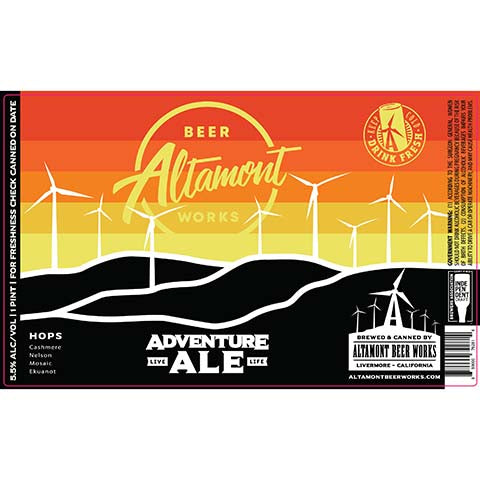 Altamont Adventure Ale by Altamont Beer Works, beer label