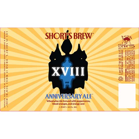 Short's Brew XVIII Anniversary Ale by Short's Brewing Co, beer label