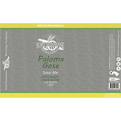 Fort Nonsense Paloma Gose Sour Ale by Fort Nonsense Brewing Company, beer label