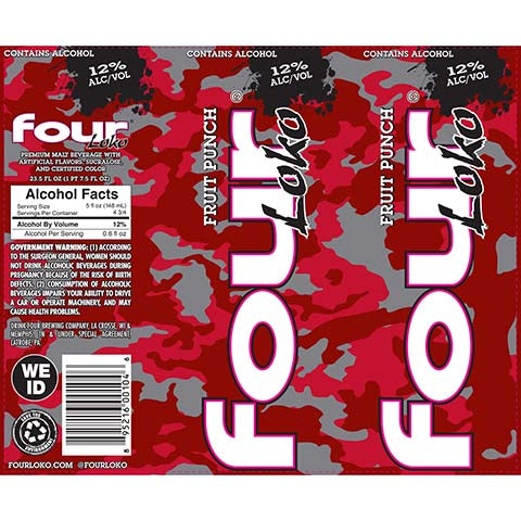 Four Loko Fruit Punch by Four Brewing Company, beer label