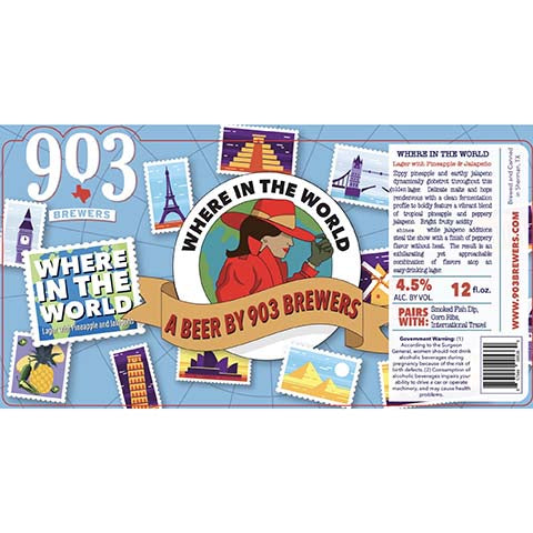 903 Brewers Where in the World Lager by 903 Brewers, beer label