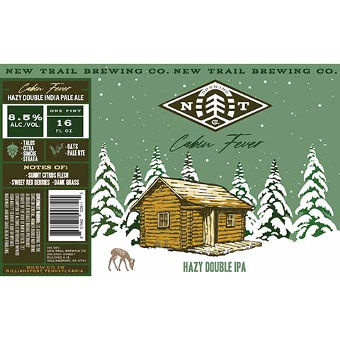 New Trail Cabin Fever Hazy DIPA by New Trail Brewing Company, beer label