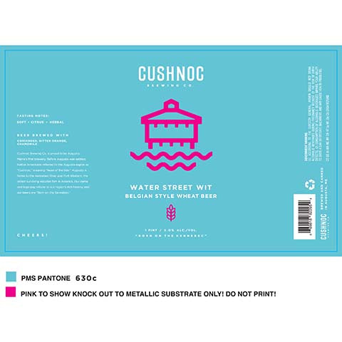 Cushnoc Water Street Wit Belgian Wheat Beer by Cushnoc Brewing Company, beer label