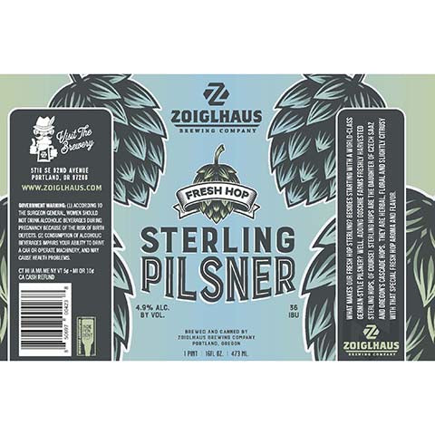 Zoiglhaus Fresh Hop Sterling Pilsner by Zoiglhaus Brewing Company, beer label