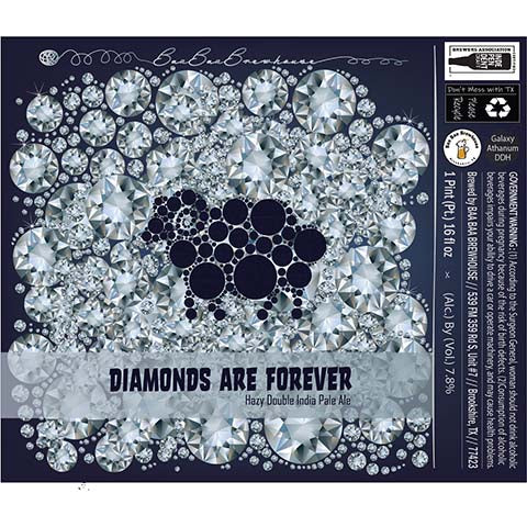 Baa Baa Diamonds Are Forever Hazy DIPA by Baa Baa Brewhouse, beer label