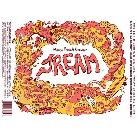 Burley Oak Mango Peach Coconut JREAM Sour by Burley Oak Craft Brewery, beer label